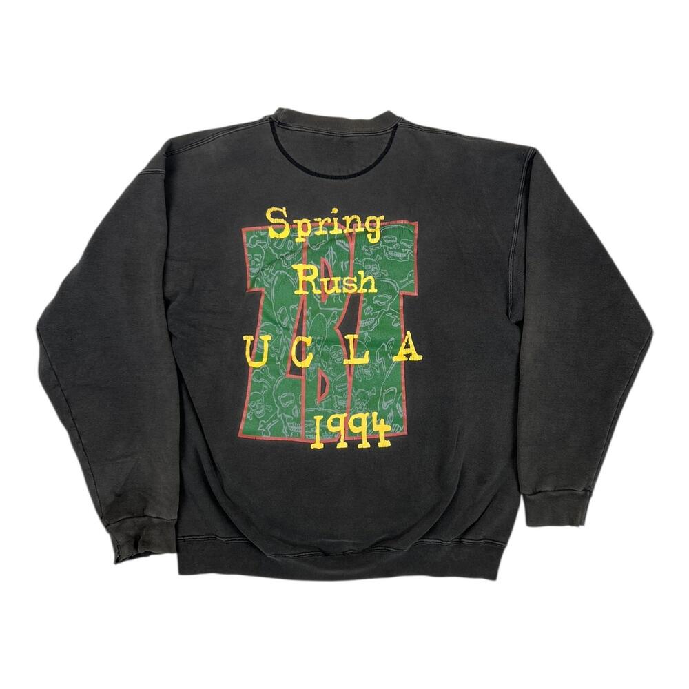 Vintage UCLA Spring Rush Sweatshirt Mens Large Black RARE 1994 ZBT Fraternity